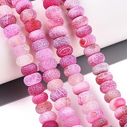 Ярко-Розовый Естественные выветрившиеся агатовые бусины, окрашенная и подогревом, рондель, ярко-розовый, 7.5~9x4.5~5.5 мм, отверстие : 0.7~0.8 мм, около 71~72 шт / нитка, 13.39~13.58 дюйм (34~34.5 см)