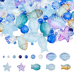 (52) Непрозрачная лаванда Наборы для самостоятельного изготовления стеклянных бусин, включают в себя прозрачные стеклянные бусины, окрашенные распылением, гальванические непрозрачные стеклянные бусины, разноцветные