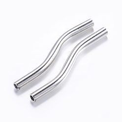 Платина Бисера латунной трубки, твист, платина, 25x2 мм, отверстие : 1 мм