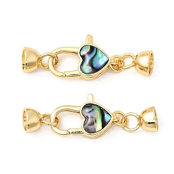 Настоящее золото 18K Карабин-лобстеры, латунные, без кадмия, без никеля и без свинца, с Пауа оболочке, сердце, реальный 18 k позолоченный, 36 мм, отверстия : 3.5x3 mm и 1.8 мм