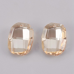 Золотая Тень K 9 подвески из стеклянного горного хрусталя, имитация австрийский хрусталь, граненые, прямоугольные, золотые тени, 18.5~19x14x8 мм, отверстие : 1.6 мм