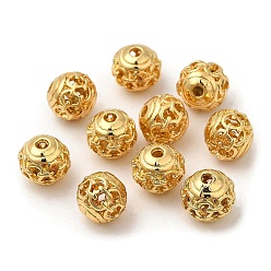 Настоящее золото 18K Сплава полые шарики, круглые, без кадмия и без свинца, реальный 18 k позолоченный, 8x7~8 мм, отверстие : 1.5~2 мм