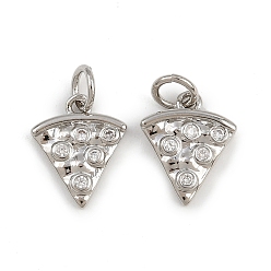Платина Латунные микропаве прозрачные кубические циркониевые подвески, треугольный шарм, с целью перехода в кольце, стойки покрытие, долговечный, без свинца и без кадмия, платина, 12.5x10x1.5 мм, отверстие : 3 мм