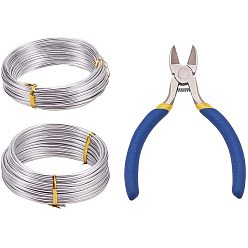 Silver DIY Craft Tool, Aluminum Wire and Iron Side-Cutting Pliers, Silver, 10.6x9.7x1cm