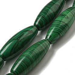 Malachite Perles synthétiques malachite brins, ovale, 30~31x10.5~11mm, Trou: 1mm, Environ 13 pcs/chapelet, 15.55'' (39.5 cm)