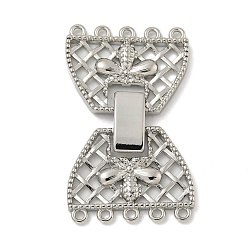 Платинированный Латунь раз по сравнению с застежками, без кадмия, без никеля и без свинца, бантом, 5 нитей, 10-луночное, Реальная платина, 33x20 мм, отверстие : 1.2 мм