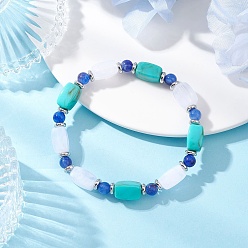 (52) Непрозрачная лаванда Акриловые бусины эластичные браслеты для мужчин и женщин, Стиль имитация драгоценных камней, кубоид, разноцветные, внутренний диаметр: 2-1/4 дюйм (5.8 см)