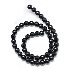 Black Stone Synthetic Black Stone Bead Strands, Round, 10~11mm, Hole: 1mm, about 37~40pcs/strand, 14.9~15.1 inch(38~38.5cm)