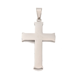 Нержавеющая Сталь Цвет Не тускнеющие 304 подвески из нержавеющей стали, крест очарование, религия, цвет нержавеющей стали, 46x28x3 мм, отверстие : 9.4x4.7 мм