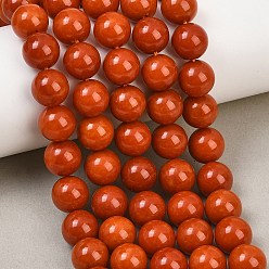 Orange Red Dyed Natural White Jade Beads Strands, Smooth Round, Orange Red, 10~10.2mm, Hole: 1mm, about 38pcs/strand, 14.96''~15.28''(38~38.8cm)