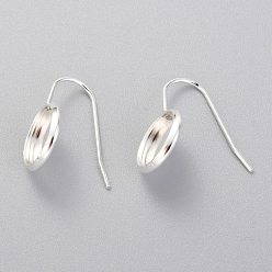 Серебро 304 нержавеющей стали серьги крюков, плоско-круглые, серебряные, лоток : 10 мм, 20x12 мм, 21 датчик, штифты : 0.7 мм