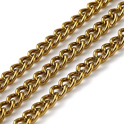 Golden Rack Plating Aluminum Curb Chains, Twisted Chains, Unwelded, with Spool, Golden, 5x4x1mm, about 328.08 Feet(100m)/Roll