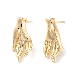 Настоящее золото 18K Изделия из латуни, без кадмия, без никеля и без свинца, ладонь, реальный 18 k позолоченный, 23.5x12 мм, отверстие : 1.2 мм, штифты : 0.8 мм