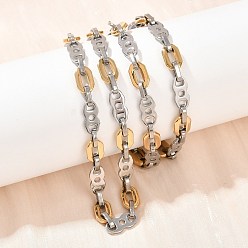 Золотой & Цвет Нержавеющей Стали 201 нержавеющая сталь 8 и овальные звенья цепочки ожерелья для женщин, с 304 нержавеющей стали застежки, золотые и нержавеющая сталь цвет, 23.43 дюйм (59.5 см)