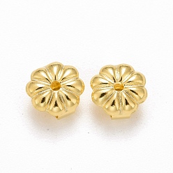 Real 18K Gold Plated Rack Plating Brass Friction Ear Nut, Cadmium Free & Lead Free, Flower, Real 18K Gold Plated, 6x6x3.5mm, Hole: 1mm