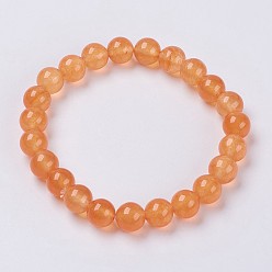 Сэнди Коричневый Браслет из натурального нефрита из бисера, окрашенные, круглые, песчаный коричневый, 2 дюйм (5 см), бусины : 6 мм, около 28 шт / нитка