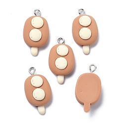 Dark Salmon Resin Pendants, with Iron Loop, Ice Cream, Dark Salmon, 27.5x14.5x7mm, Hole: 2.3mm