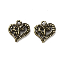 Античная Бронза Подвески из сплава в тибетском стиле, без кадмия и без свинца, сердце, античная бронза, 14x14x3.5 мм, отверстие : 1.6 мм, Около 1020 шт / 1000 г