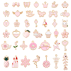 Pink 83 шт 15 стили подвески из сплава эмали, разнообразные, розовые, 8~26.5x9~25.5x1.3~3.5 мм, отверстие : 1.2~2.3 мм