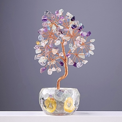 Флюорит Натуральные флюоритовые чипсы Дерево жизни украшения, Медная проволока, энергетический камень фэн-шуй, подарок для женщин и мужчин, медитация, 57x140~170 мм