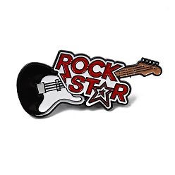 Guitar Электрогитара в рок-стиле с эмалированными значками «рок-звезда»., Черные металлические застежки для значков на лацкан для рюкзака или одежды, гитар, 44.5x21 мм