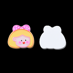 Золотистый Акриловые кабошоны с принтом, девушка, золотые, 36x29x2 мм