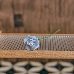 Светло-Синий Имитационная модель розы из смолы с железной проволокой, украшение куклы, аксессуары для ролевых игр, голубой, 60x9 мм