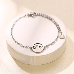 Autres 304 maillons en acier inoxydable bracelets, couleur inox, sans ternissement, la forme d'onde, 6.50 pouce (16.5 cm)
