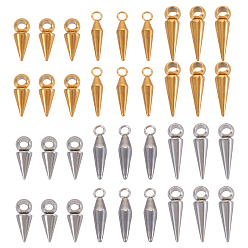 Золотой & Цвет Нержавеющей Стали 36 шт 6 стиль 304 подвески из нержавеющей стали, конус очарование, золотые и нержавеющая сталь цвет, 16~20.5x4.5~6x4.5~6 мм, отверстие : 2.5~3.5 мм, 6 шт / стиль