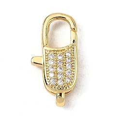 Настоящее золото 18K Застежки-клешни из прозрачной латуни с кубическим цирконием, без кадмия, без никеля и без свинца, овальные, реальный 18 k позолоченный, 21x10x5.5 мм, отверстие : 6x2 мм