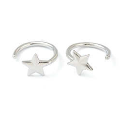 Платина Латунь манжеты серьги, долговечный, звезда, платина, 15x14x1.5 мм