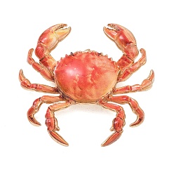 Orange Red Crab Printed Alloy Lapel Pins for Backpack Clothes, Golden, Orange Red, 53x55.5mm