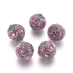 Орхидея Индонезийские бусины ручной работы, с фурнитурой сплавочной и железной цепью, круглые, античное серебро, сиреневые, 20x19.5 мм, отверстие : 2 мм