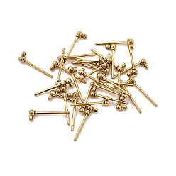 Настоящее золото 18K 304 серьги-гвоздики из нержавеющей стали, с петлей и 316 хирургическим стержнем из нержавеющей стали, реальный 18 k позолоченный, 2 мм, штифты : 0.8 мм