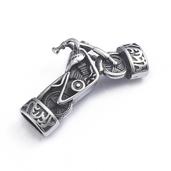 Античное Серебро Ретро 304 звенья из нержавеющей стали, для изготовления кожаных браслетов, мотоцикл, античное серебро, 20x40x7 мм, отверстие : 4x8 мм