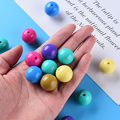 Mixed Color Opaque Acrylic Beads, Round, Mixed Color, 20x19mm, Hole: 3mm, about 111pcs/500g
