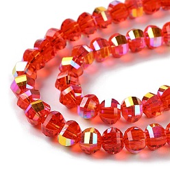 Mixed Color Transparent Electroplate Glass Beads Strands, AB Color Plated, Faceted, Rondelle, Mixed Color, 7.8x5.8~6.3mm, Hole: 1.5mm, about 80pcs/strand, 18.31''~19.88''(46.5~50.5cm)