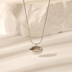 Нержавеющая Сталь Цвет Модные овальные кулоны из нержавеющей стали 304 для женщин, цвет нержавеющей стали, 15.75 дюйм (40 см)