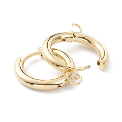 Real 24K Gold Plated 201 Stainless Steel Huggie Hoop Earring Findings, with Horizontal Loop and 316 Surgical Stainless Steel Pin, Real 24K Gold Plated, 20x18x3mm, Hole: 2.5mm, Pin: 1mm