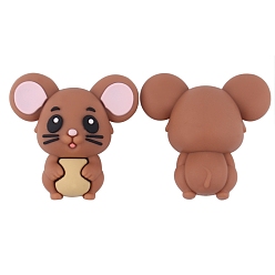 Шоколадный Силиконовые бусины, DIY уход за ожерельем, мышь, цвет шоколада, 30x30 мм