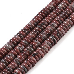 Indian Red Natural Plum Blossom Jasper Beads Strands, Rondelle, Indian Red, 6~6.5x2~2.5mm, Hole: 1mm, about 181~191pcs/strand, 15.16~15.35''(38.5~39.1cm)