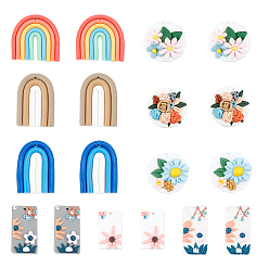 Mixed Color 18Pcs 9 Style Handmade Polymer Clay Pendants, Mixed Shapes, Mixed Color, 2pcs/style
