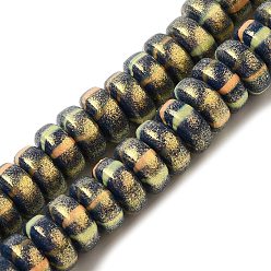 Полуночно-синий Полимерной глины ручной работы бисер нитей, с блеском порошок, рондель, темно-синий, 7~7.5x3~3.5 мм, отверстие : 1.6 мм, около 116~118 шт / нитка, 15.55~15.94'' (39.5~40.5 см)