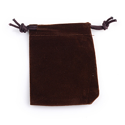 Coconut Brown Rectangle Velvet Pouches, Gift Bags, Coconut Brown, 7x5cm