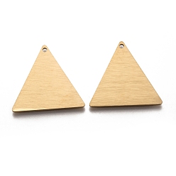 Золотой Ионное покрытие (ip) 304 подвески из нержавеющей стали, пустая бирка с матовой отделкой, лазерная резка, двухсторонний эффект тягового станка, треугольные, золотые, 30x30x1 мм, отверстие : 1.8 мм