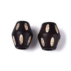 Черный Натуральные европейские бусины из древесины схимы, двухконусные, окрашенные, бусины с большим отверстием, чёрные, 17x13~14x13~14 мм, отверстие : 5 мм