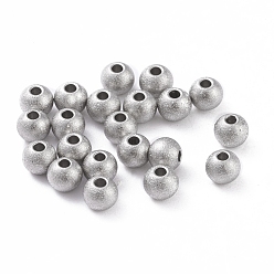 Нержавеющая Сталь Цвет 304 текстурированные бусины из нержавеющей стали, круглые, цвет нержавеющей стали, 5x4 мм, отверстие : 1.6 мм