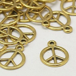 Античное Золото Подвески из сплава в тибетском стиле, знак мира, античное золото , без кадмия, без никеля и без свинца, 15x12x1 мм, отверстие : 1.5 мм