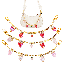 Золотой 3 шт. 3 стили прозрачный акриловый красный и розовый клубничный шарм 304 декоративные цепочки из нержавеющей стали для сумок, с поворотными застежками из сплава, аксессуары для замены сумок, золотые, 307 мм, 1 шт / стиль