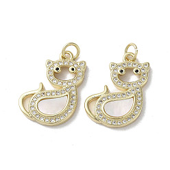 Настоящее золото 18K Латунные микро проложить кубического циркония подвески, без кадмия и без свинца, с оболочкой, форма кошки, реальный 18 k позолоченный, 21.5x17x3 мм, отверстие : 3 мм